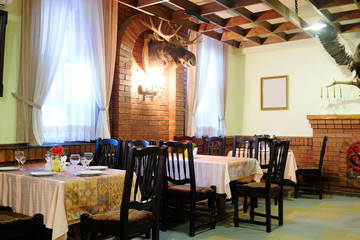 Served table in a cafe