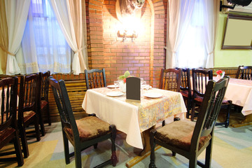 Served table in a cafe