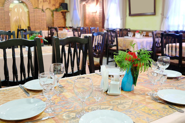 Served table in a cafe