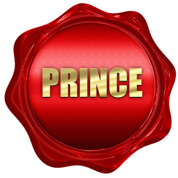 prince, 3D rendering, red wax stamp with text