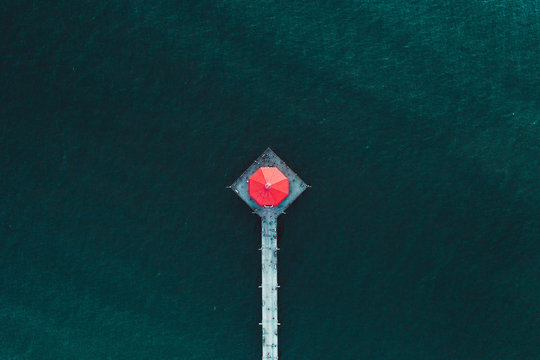 Aerial view of pier in the sea