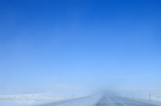 Blowing Snow On Highway