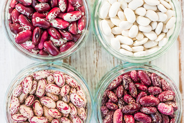  Raw Kidney Beans in Little Bowls, Uncooked