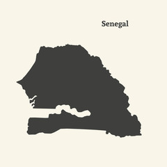 Outline map of Senegal. vector illustration.