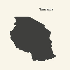 Outline map of Tanzania. vector illustration.