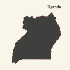 Outline map of Uganda.  vector illustration.