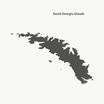 Outline map of South Georgia Islands. vector illustration.