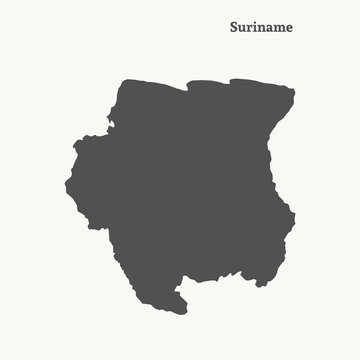 Outline map of Suriname. vector illustration.