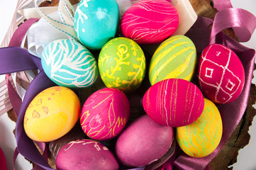 Fototapeta na wymiar Closeup of beautiful Easter eggs. Easter. 