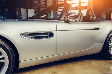Obraz premium The exhibition of beautiful vintage cars.