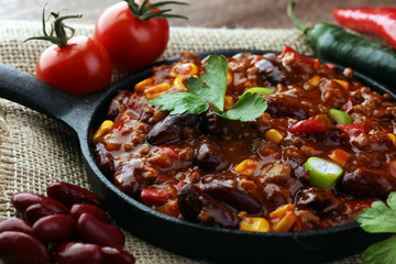 Hot chili con carne - mexican food tasty and spicy