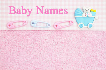 Old fashion pink baby names background