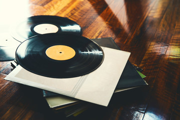 Vinyl record and a collection of albums