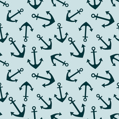 Vector seamless pattern with anchor, background, nautical theme. Graphic illustration. Template for wrapping, backgrounds, fabric, prints, decor, surface