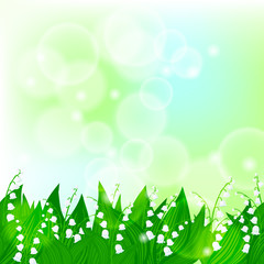 Obraz premium Spring card background with lily of the valley