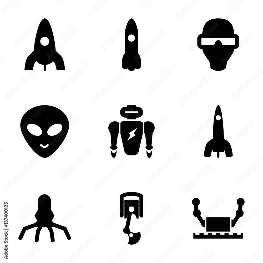 Poster set of 9 futuristic filled icons