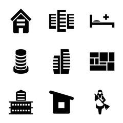 Set of 9 hotel filled icons