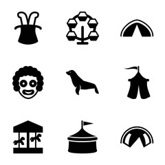 Set of 9 circus filled icons