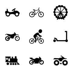 Obraz premium Set of 9 ride filled icons