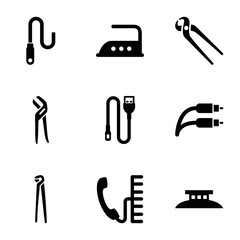 Set of 9 wire filled icons