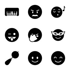 Set of 9 smile filled icons