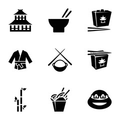 Set of 9 japanese filled icons