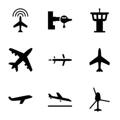 Set of 9 jet filled icons