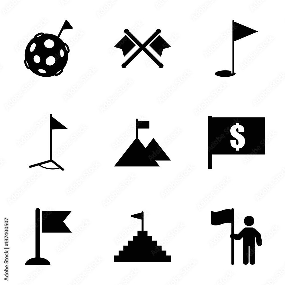 Poster set of 9 flag filled icons