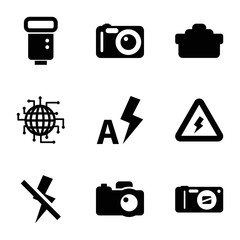 Set of 9 flash filled icons