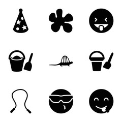 Set of 9 fun filled icons