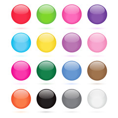 Colorful Round Glossy Buttons, Vector illustration