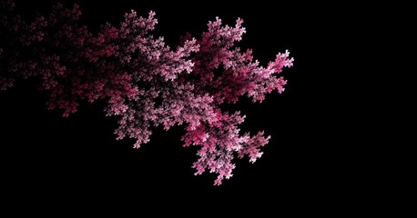 Plakat fractal Sakura branch on black background