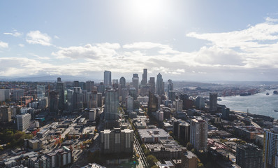 Fototapeta na wymiar View of Seattle from the Space Needle in downtown Seattle