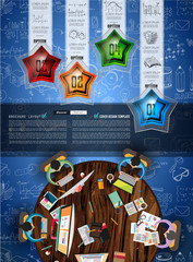 Infograph Brochure template with hand drawn sketches and a lot of mockups design elements