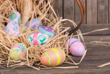 Colorful Easter Eggs Spilled From a Basket