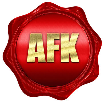 afk, 3D rendering, red wax stamp with text