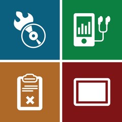 Set of 4 Media filled icons