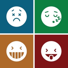 Set of 4 Emotions filled icons