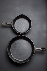 Cast Iron Skillet stacked top and bottom