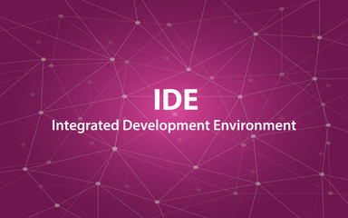 ide integrated development environment white text illustration with purple constellation map