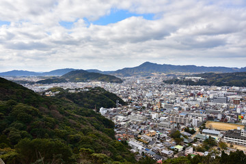 Fototapeta na wymiar 洲本城から見た洲本の街(内陸側・2017年1月)