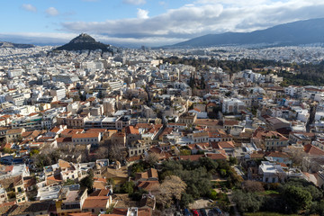 Amazing panorama from Acropolis to city of Athens, Attica, Greece