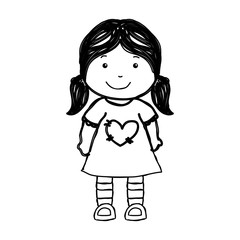 little girl drawing isolated icon vector illustration design