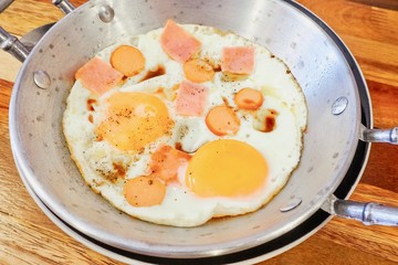 Close-Up of Pan-Fried Egg with Toppings