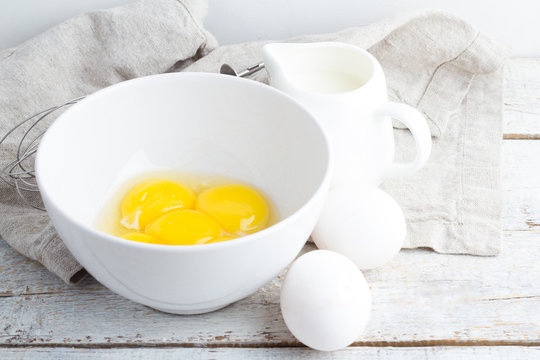 ingredients for omelet on a white background