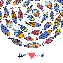 Greeting card with ornamental fish.
