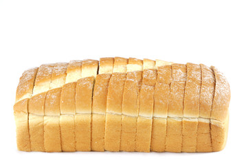 sliced bread on white background