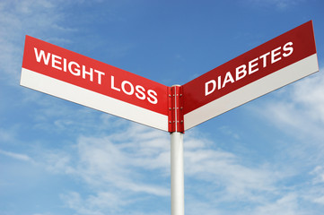 weight loss or diabetes text on road sign