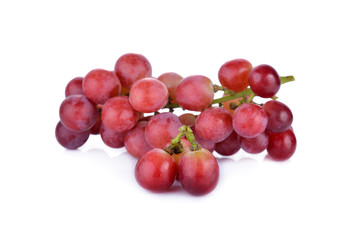 bunch of fresh red grape on white background