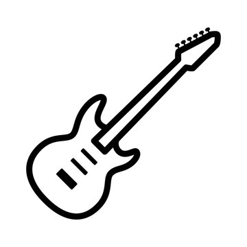 Electric guitar musical instrument line art vector icon for music apps and websites